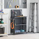 vidaXL Metallic Tool Carrier W65xD35xH111cm