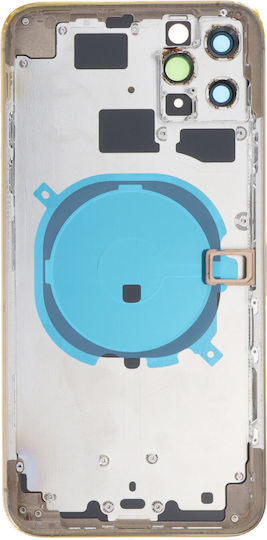 Apple Iphone 11 Pro Max Middle Frame Battery Door Back Bezel + Small Parts Gold Logo Oem