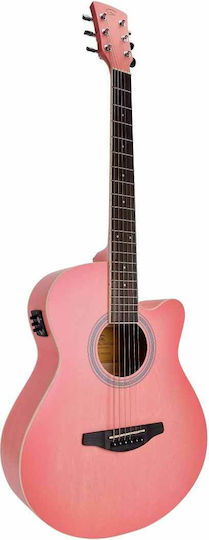 Soundsation Semi-Acoustic Guitar Saguaro Handwiped Cutaway Pink