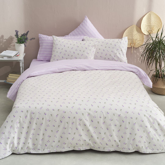 Charalambidis Textiles Cearceaf De Pat Super Dublu Cu Hugger Din Cauciuc 160x200+30cm Lila