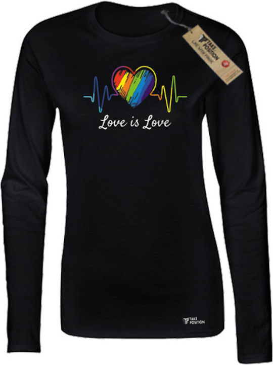 Women's Long Sleeve Printed Blouse Love Is Love Black – Takeposition Pride Collection