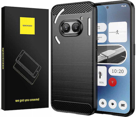 Spacecase Carbon Rückseite Umschlag Silikon Schwarz (Nothing Phone 2a / 2a Plus)