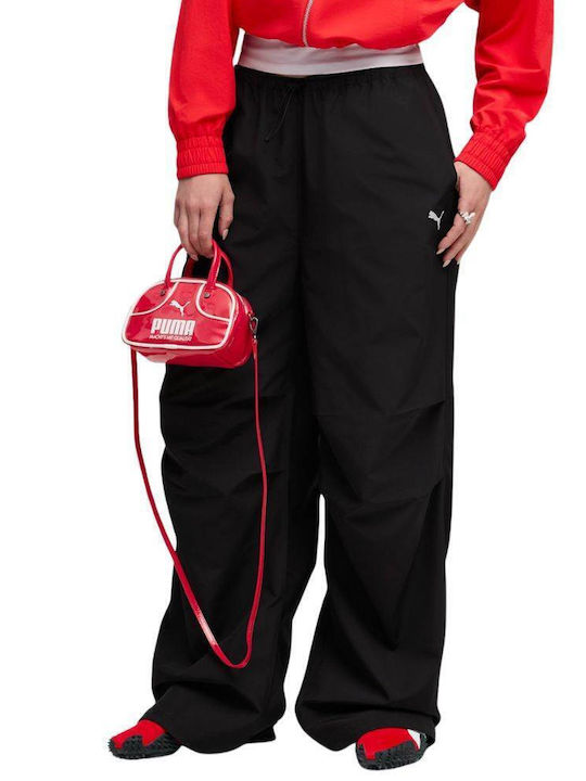 Dama Tesatura Pantaloni cu Croială Relaxată Black