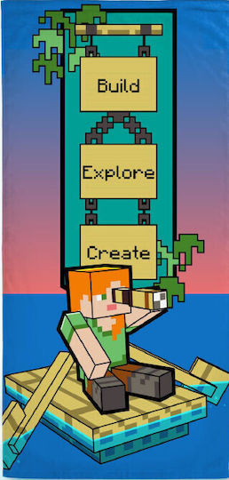 Minecraft Build Kinder-Strandtuch Badetuch 70x140cm