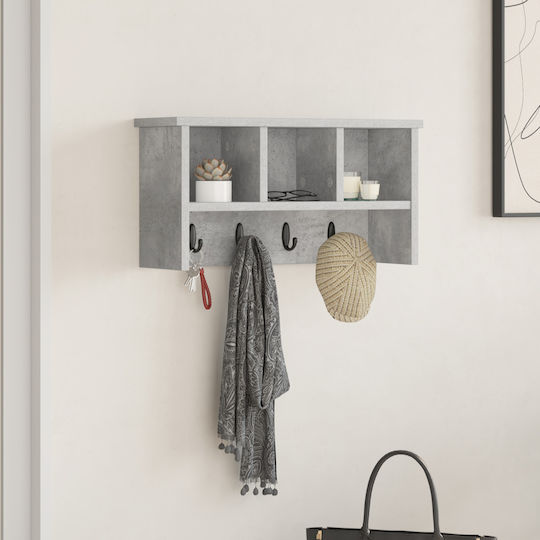 vidaXL Стенна Закачалка Дървена Сива 50x26x16см