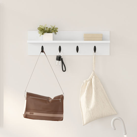 vidaXL Стенна Закачалка Дървена Бяла 60x18x10.5см
