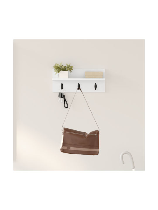 vidaXL Wooden White Wall Hanger 40x18x10.5cm