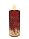 Iliadis Christmas Glass Red Battery Candle 27x9cm
