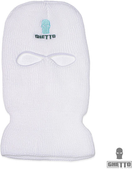 Ghetto White Full Face Cover Embroidery Logo Ghetto Mask