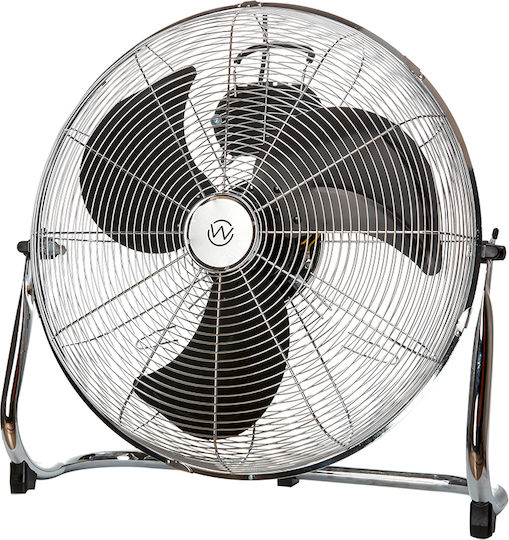 Wellio Ανεμιστήρας Δαπέδου 120W Διαμέτρου 45cm Ασημί