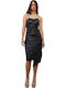 Midi Evening Leather Dress Black