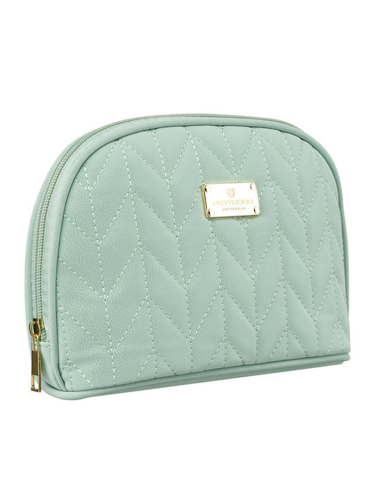 Praktische Damen-Make-up-Tasche In Grün Mit Fischgrätenmuster Peterson