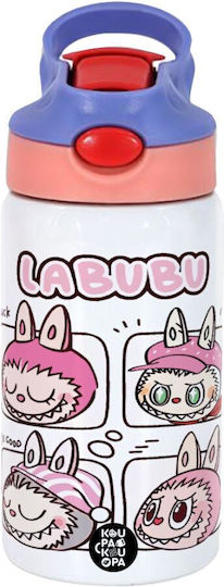 Koupakoupa Labubu Rosa Rostfreier Stahl Kinder Trinkflasche Labubu mit Stroh 350ml