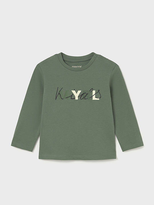 Kids Long-Sleeved Green Basic Blouse