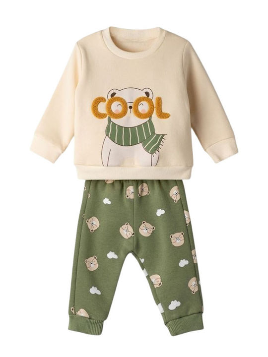 Kids Sweatpants Set Ecru-khaki 2pcs