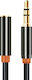 Cabletime 3,5mm Klinkenkabel 3,5mm Stecker - 3,5mm Buchse Schwarz 1m mit Vergoldeten Anschlüssen CT-AV311-P11FG