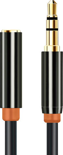Cabletime 3,5mm Klinkenkabel 3,5mm Stecker - 3,5mm Buchse Schwarz 1m mit Vergoldeten Anschlüssen CT-AV311-P11FG