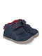 Ocean Anatomical Leather Kids Boots with Velcro Blue