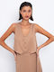 Women's Vest with Buttons Dark Beige