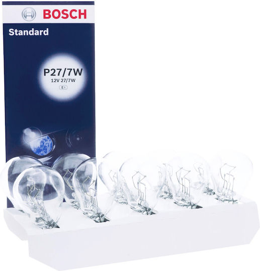 Bosch Крушки за автомобил P27/7W Халогенни 3200K Топло Бяло 12V 10 броя