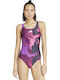 Graphic V-back Sport Costum De Baie Întreg Violet