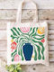 Shopping Bag Cotton Fabric Ecru Flowers 70s Design 31 Dimensions 38x40cm With Handles 38x70cm