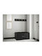 Hartford 384 Entry Furniture with Mirror & Hanger Black Velvet-Black Metal 84x44x42cm