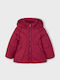 Kids Quilted Long Hooded Jacket Cherry