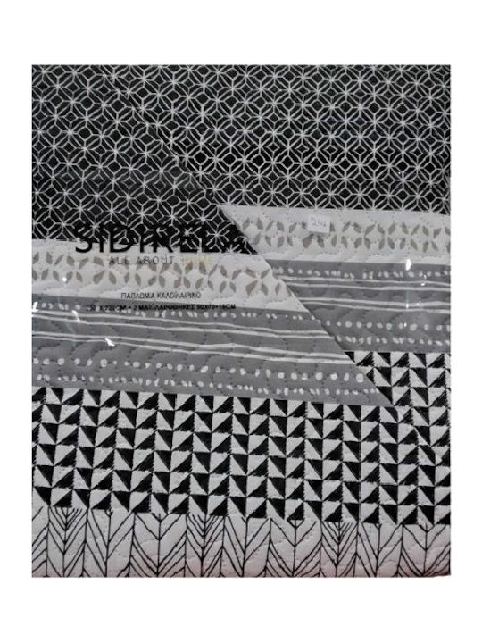 Sidirela Σετ Κουβερλί Υπέρδιπλο Άσπρο-μαύρο 220x230cm 3τμχ