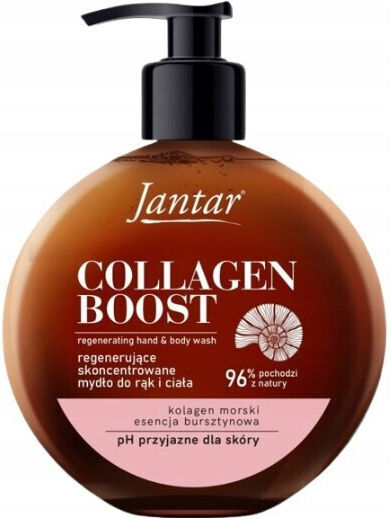 Farmona Jantar Collagen Boost Regenerating Hand and Body Soap Amber Essence Marine Collagen 400 Ml