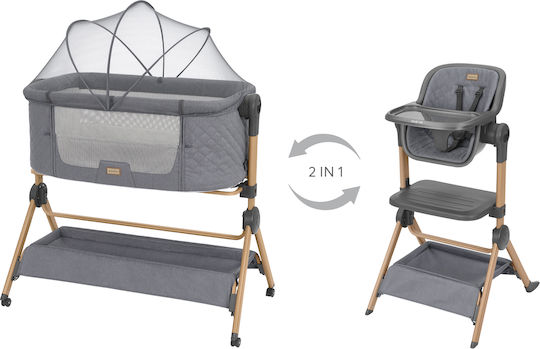 Kikka Boo 2in1 Beistellbett + Hochstuhl Schlafsitz Grau 31003020109