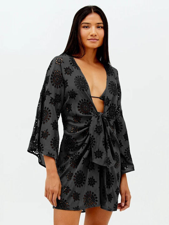Elegantes Damenbademode Kaftan in Schwarz