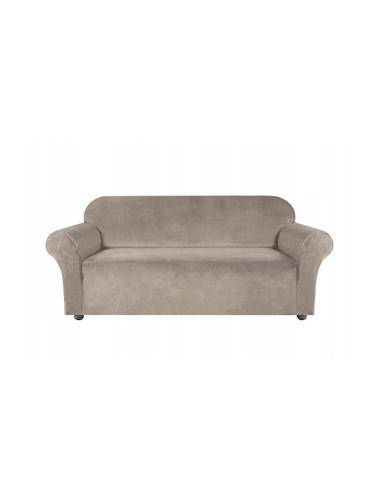 Ubieramy Meble Elastische Abdeckung für Vier-Sitzer-Sofa Beige Cappuccino 1Stück