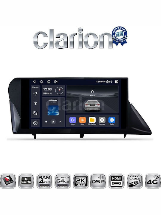 Clarion Ηχοσύστημα Αυτοκινήτου για Lexus RX 2009 > 2014 (Bluetooth/USB/WiFi/GPS/Apple-Carplay/Android-Auto)