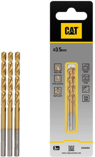 CAT Satz 3 Bohrer HSS Titan mit Zylindrischem Schaft für Metall και Holz