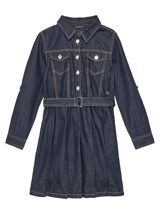 Kinderkleid Langärmelig Denim Blau