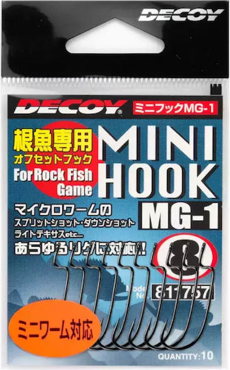 Decoy Mg‑1 Mini Fishing Hook Offset – Ultra‑fine Offset Rockfish & Microworm Rigs No6