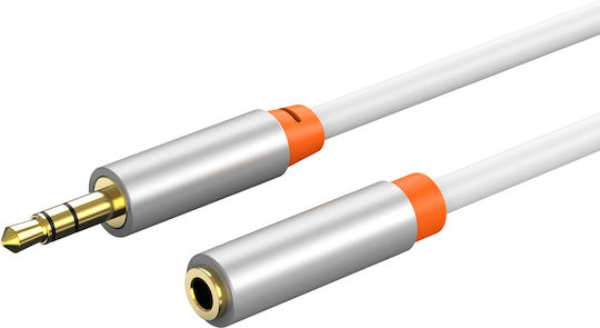 Cabletime 3,5mm Klinkenkabel mit 3,5mm Buchse Weiß 1,5m mit Vergoldeten Anschlüssen