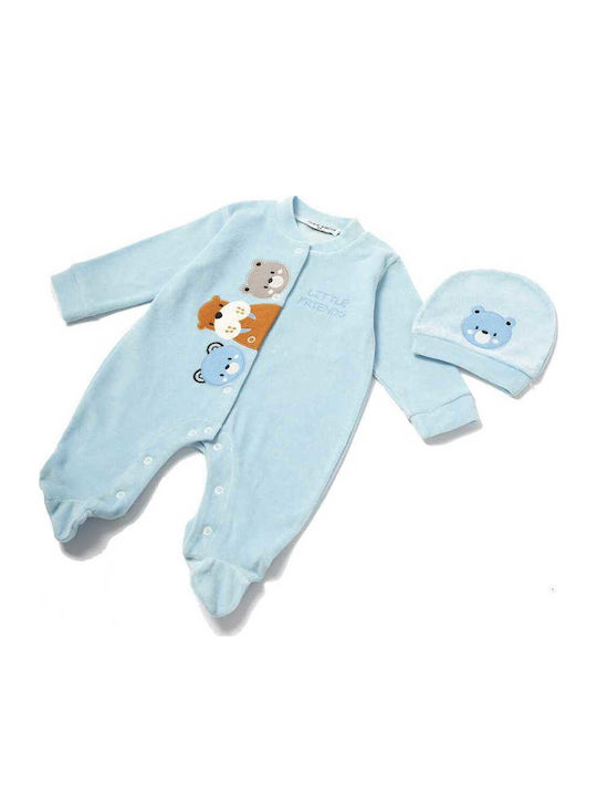 Evita Baby Bodysuit Set Long-Sleeved with Cap Light Blue 2pcs