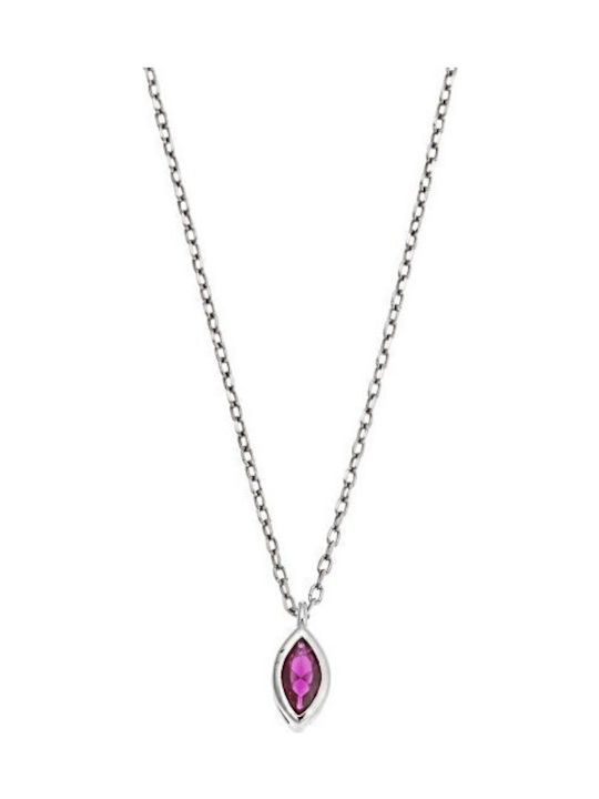 Senza Senza Κολιέ aus Silber mit Zirkon Fuchsia