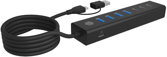 Icy Box Hub 7 Porturi USB 3.2 cu Conectare USB-A / USB-C