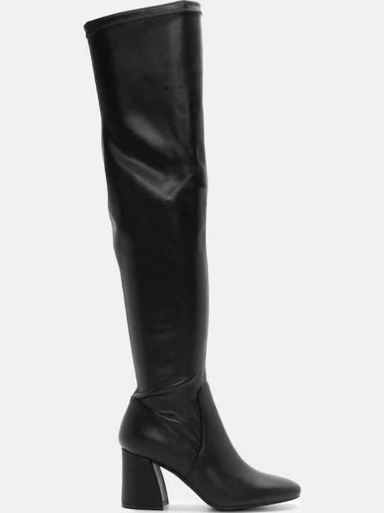 Luigi Damenstiefel Über dem Knie Schwarz