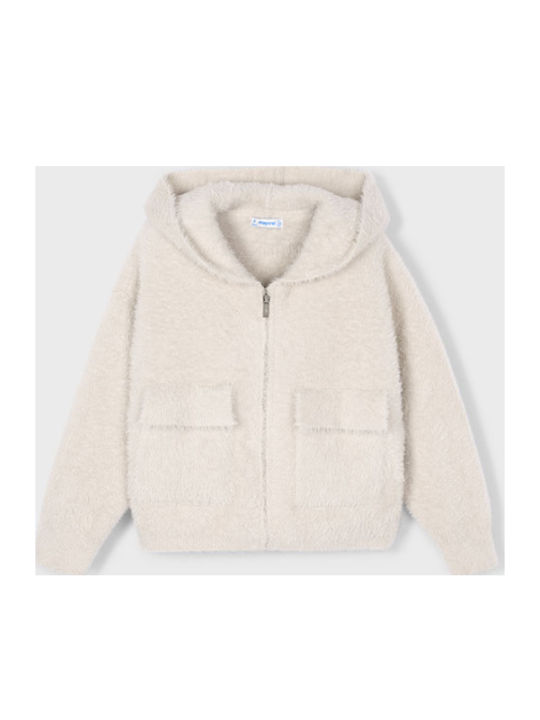 Kids Cardigan Knitted with Hood Beige