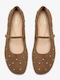 Livia Stud Wildleder Damen Ballerinas in Braun Farbe