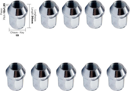Simoni Racing Nuts M12x1.25mm Length 34mm 10pcs