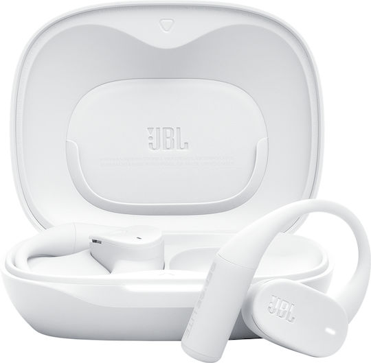 JBL Sense Lite Open Ear Bluetooth Handsfree Căști cu Rezistență la Transpirație și Carcasă de Încărcare Alb