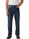 Check The Score Men's Jeans Pants with Loose Straight Fit Blue