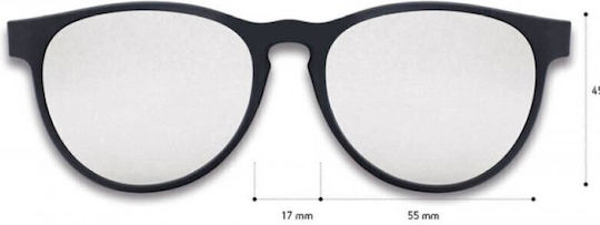 Additional B&s Round Black Sunglasses Clip-On Black Lens Silver Mirror Case Polarized Multi