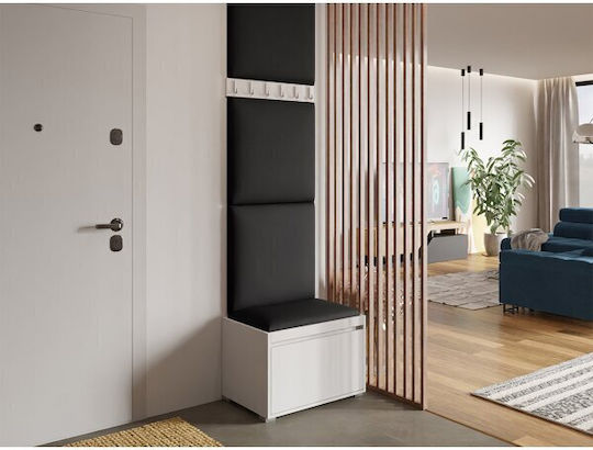 Comfivo 399 Entry Furniture with Mirror & Hanger Black Velvet-Black Metal 65x34x45cm