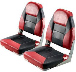 Vevor Boat Seat High Backrest Folding Boat Seat Sponge Cushion Black & Red